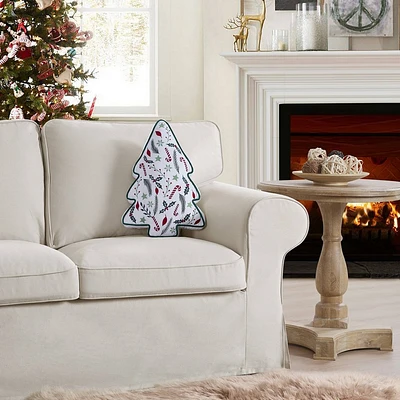 VCNY Christmas Tree Embroidered Decorative Throw Pillow White