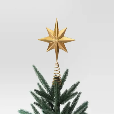 13.75 Metal 8-Point Star Christmas Tree Topper Gold - Wondershop