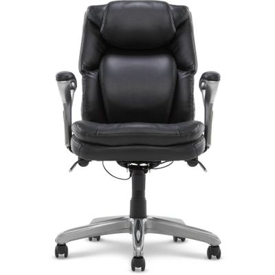 Serta AIR Health & Wellness Managers Chair Black Leather: Ergonomic Adjustable Swivel, Bonded Leather Executive Chair