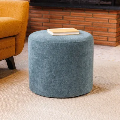 WOVENBYRD 19 Round Pouf Ottoman  : Upholstered Stool, No Assembly, Polyester