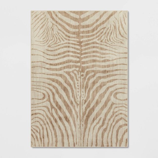 5x7 Zebra Stripe Woven Area Rug Cream - Threshold