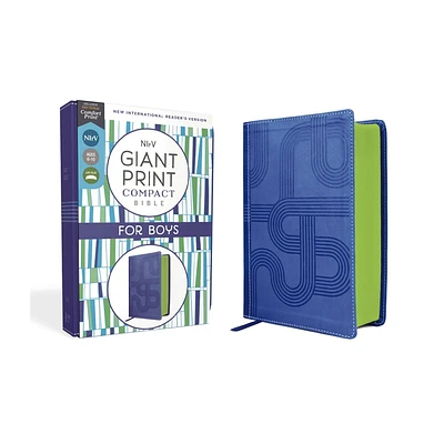 Nirv, Giant Print Compact Bible for Boys, Leathersoft, Blue, Comfort Print - by Zondervan (Leather Bound)