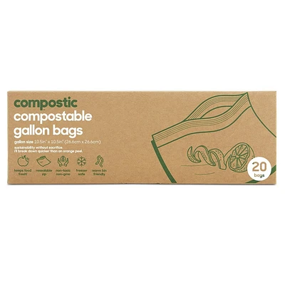 Compostic 100% Compostable Gallon Bags - 20ct