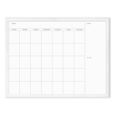 U Brands 40x30 Magnetic Dry Erase Calendar Board White Decor Frame