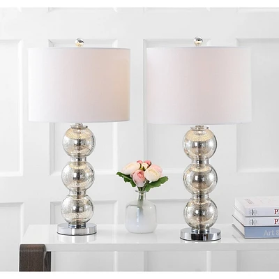 27 Bella Glass Triple Sphere Table Lamp, Set of 2, Nightstand & Bedroom - JONATHAN Y