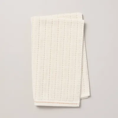 Hidden Stripe Terry Hand Towel Natural/Honey - Hearth & Hand with Magnolia: Cotton, Midweight, Machine Washable, Terry Construction