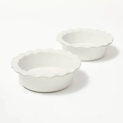 2pc Round Stoneware Mini Pie Dish Cream - Figmint