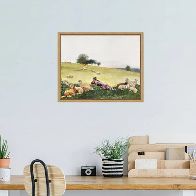 Amanti Art 20x16 Homers Sheep Countryside II by Winslow Homer Framed Canvas Wall Art Print