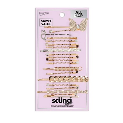 scnci Rhinestone and Pearl Embellished Metal Bobby Pins - All Hair - 20pk