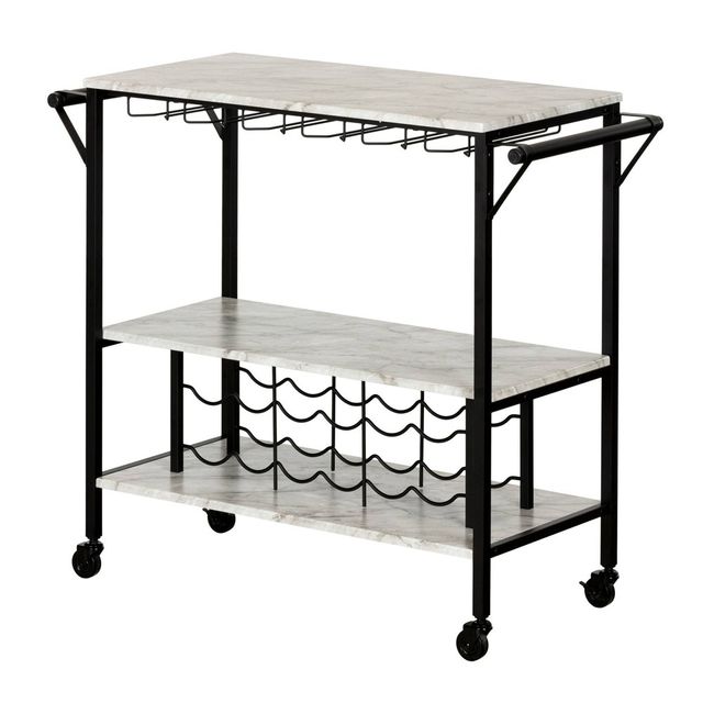 Maliza Bar Cart with Wine Bottle Storage and Wine Glass Rack