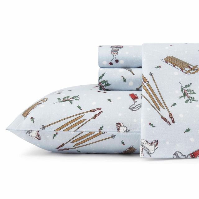 Twin Patterned Flannel Sheet Set White Snow Day - Eddie Bauer