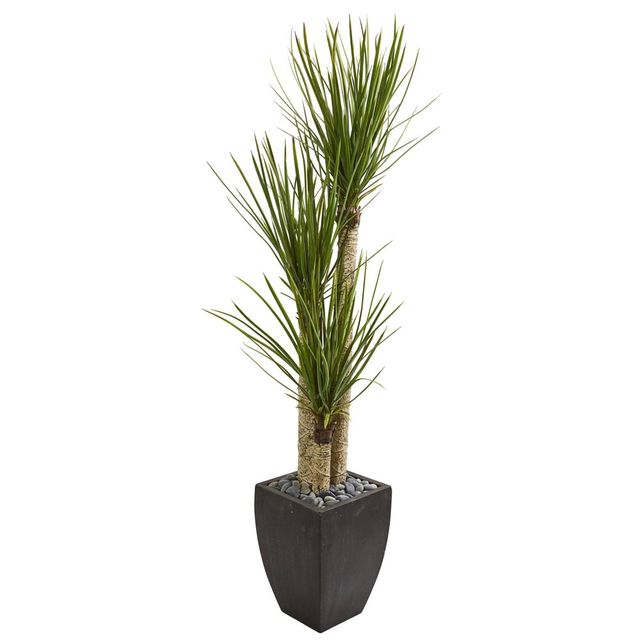 5.2 Artificial Yucca Tree in Planter Green/Black - Nearly Natural