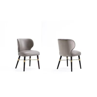 Set of 2 Strine Velvet and Leatherette Upholstered Dining Chairs Dark Taupe - Manhattan Comfort