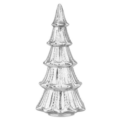 Faux Pre-Lit LED Mercury Glass Christmas Tree Decorative Holiday Scene Props Silver - Haute Dcor