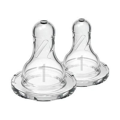 Dr. Browns Level 1 Narrow Baby Bottle Silicone Nipple, Slow Flow - 2pk - 0m+