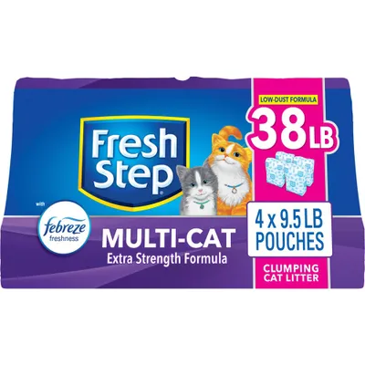 Fresh Step Multi-Cat Scented Litter with The Power of Febreze Clumping Cat Litter