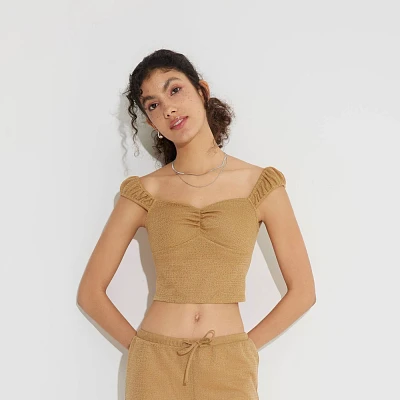 Women Cap Sleeve Textured Knit Top
