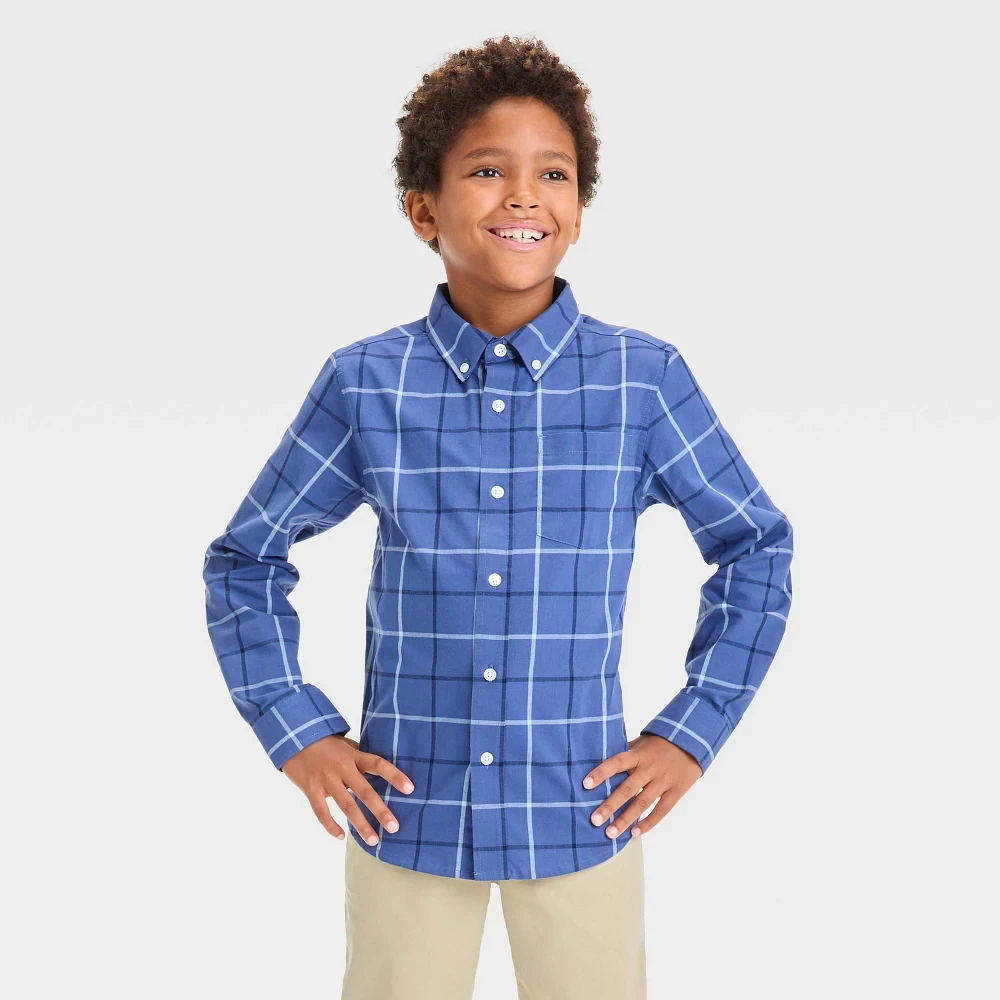 Boy Long Sleeve Poplin Button-Down Shirt