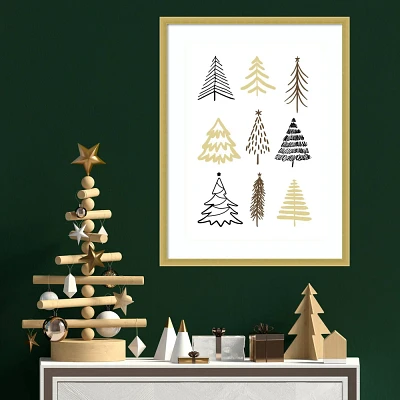 Amanti Art 19x25 Christmas Trees 2 by Kristina N. Wood Framed Wall Art Print