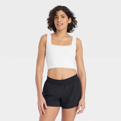 Women Seamle Square Neck Cropped Tank Top