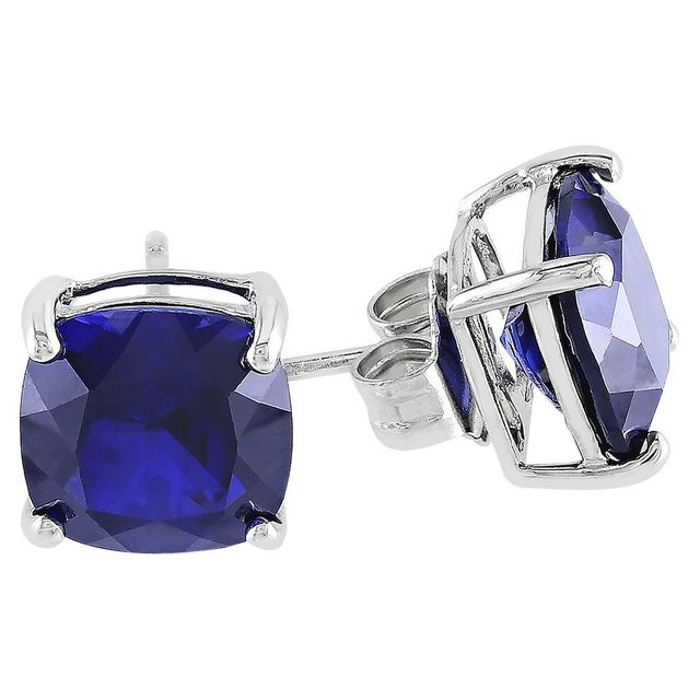 6 CT. T.W. Created Sapphire Solitaire Stud Earrings in Sterling Silver - Blue