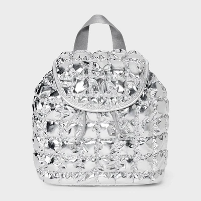 Girl Mini Quilted Backpack - art cla Silver