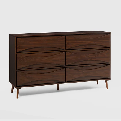 Saracina Home Mid Century Modern Contoured 6 Drawer Dresser