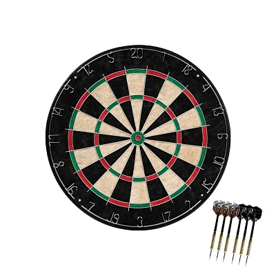 MD Sports 18 Sisal Dartboard with Staple-Free Bullseye and Steel Tip Dart Set Dardboard