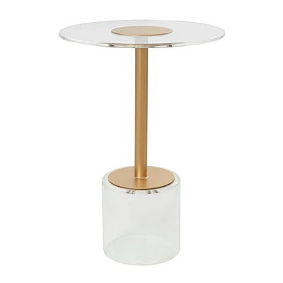 Olivia & May Acrylic Accent Table: Gold Stand, No Assembly, Indoor Use, Modern Style, 23 Height