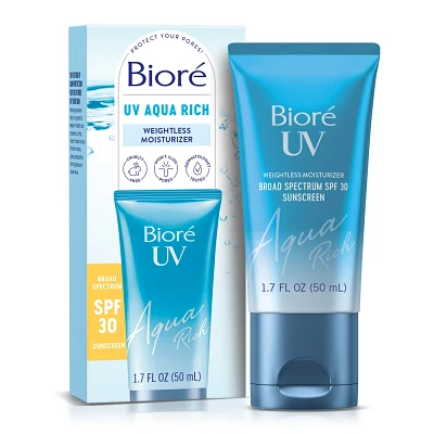 Biore UV Aqua Rich Dermatologist Tested, Oxybenzone & Octinoxate Free Moisturizing Face Sunscreen for Sensitive Skin - SPF 30 - 1.7 fl oz