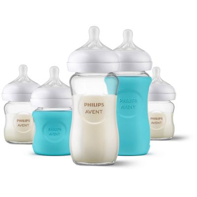Philips Avent Glass Natural Bottle with Natural Response Nipple Baby Set - 7pc