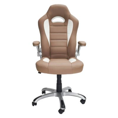 Techni Mobili Sport Race Executive Chair Camel: Ergonomic, Swivel, Adjustable Armrests, PU Leather