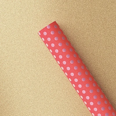 20 sq ft Reversible Glitter/Polka Dot Christmas Gift Wrap Pink - Wondershop