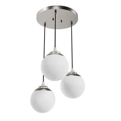 3-Light Hepburn Cased White Glass Round Pendant Cluster Ceiling Light