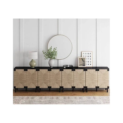 Nathan James Set of 4 Beacon Seagrass Console Table with Doors