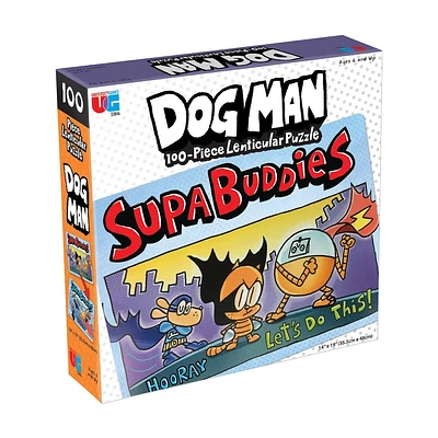 University Games Dog Man Supa Buddies Lenticular Jigsaw Puzzle 100pc