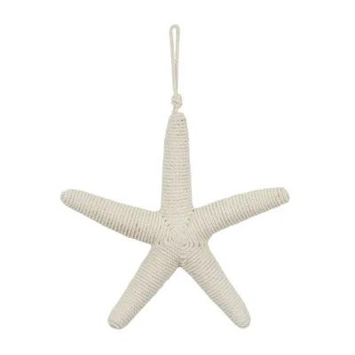 13x13 Jute Starfish Handmade Wrapped Wall Decor with Hanging Rope - Olivia & May: Coastal Beach Art