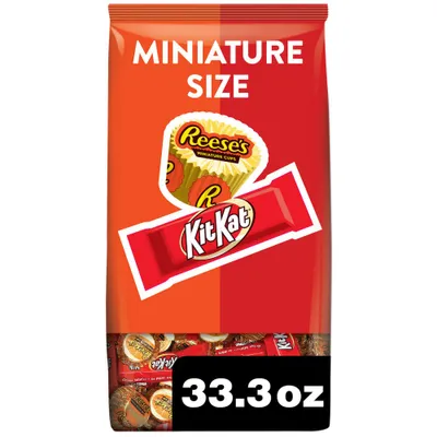 Reeses and Kit Kat Miniatures Milk Chocolate Assortment Candy Variety Pack - 33.36oz