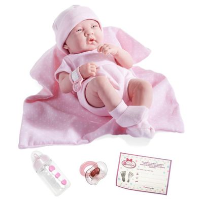 JC Toys La Newborn Boutique 14 Real Girl Doll Pink Outfit Gift Set - 9pc