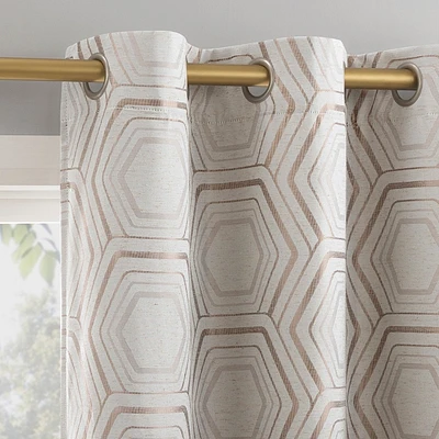 40x63 Sun Zero Brevick Geometric Faux Linen 100% Blackout Grommet Curtain Panel Taupe: Modern, Energy Efficient, Noise Reduction