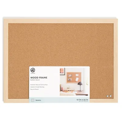 U Brands 23x17 Cork Bulletin Board with Wood Frame