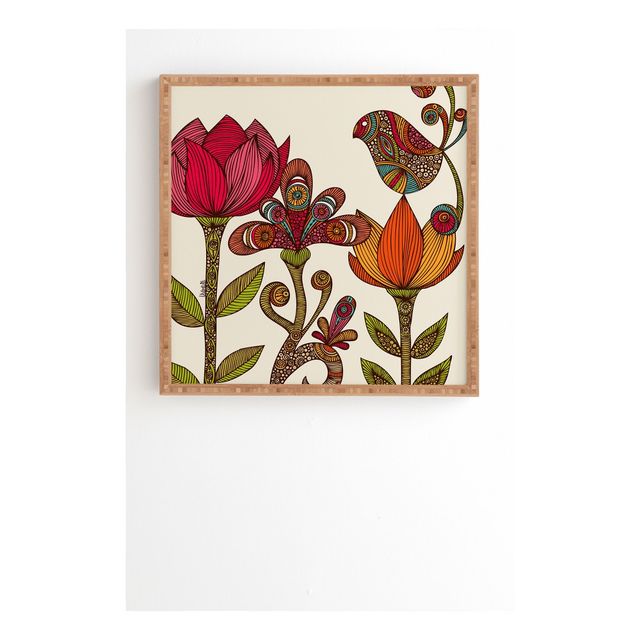 Valentina Ramos In The Garden Framed Wall Art 12 x 12 - Deny Designs: Modern MDF Botanical Decor, Beige Frame