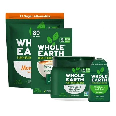 Whole Earth Plant-Based Sugar Alternative Ultimate Stevia & Monk Fruit Sampler Bundle - 8ct