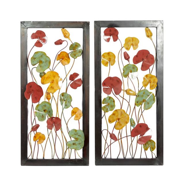 Metal Floral Wall Decor with Black Frame Set of 2 - Olivia & May