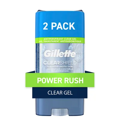 Gillette Antiperspirant Deodorant for Men - Clear Gel Power Rush 72 Hour Sweat Protection - 2pk/3.8oz each