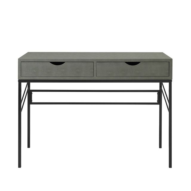 Modern 2 Drawer Faux Shagreen Writing Desk