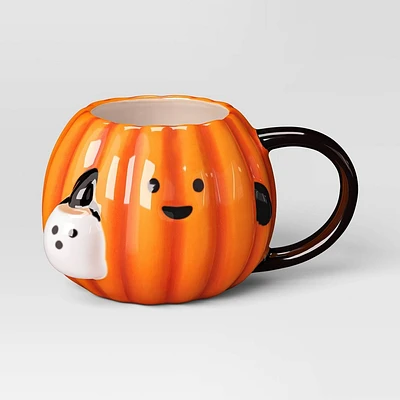 15.25 fl oz Halloween Stoneware Figural Pumpkin Mug Orange - Hyde & EEK! Boutique