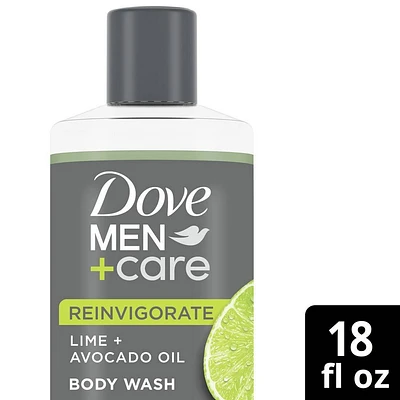 Dove Men+Care Reinvigorating Lime + Avocado Plant Based Hydrating Body Wash - 18 fl oz