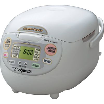 Neuro Fuzzy 10 Cup Rice Cooker & Warmer: Zojirushi NS-ZCC18, 16 Settings, Timer, Nonstick, Retractable Cord, White