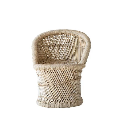 Storied Home Bamboo and Rope Chair Off-White